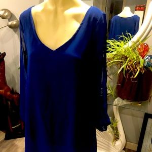 Sapphire blue open arm tunic